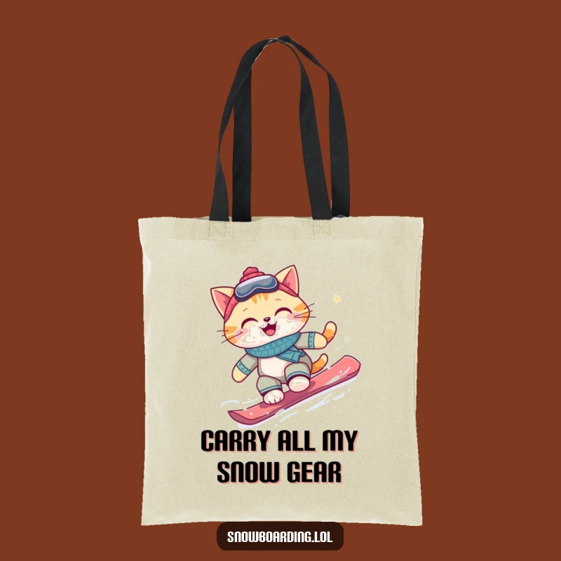 Funny Cat Snowboarder Tote Bag: Stylish Gift for Happy Carry-alls