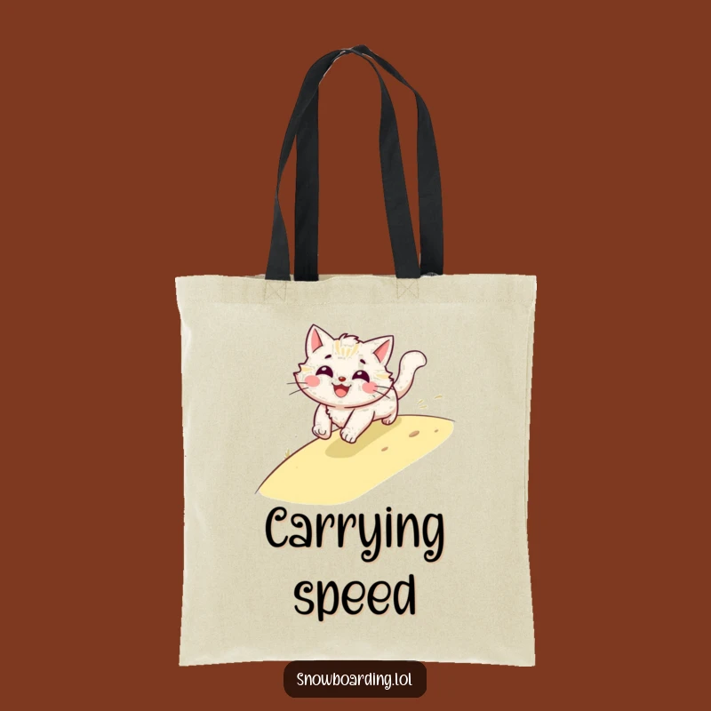Funny Cat Speeding Tote Bag, Fast Feline Accessory, Hilarious Pet Lover Bag