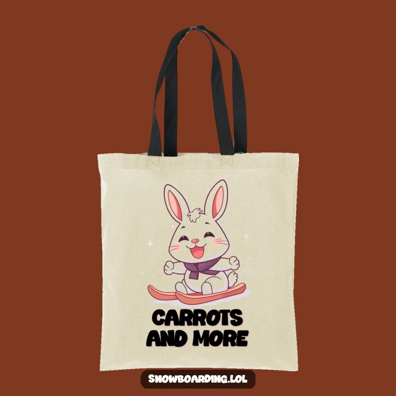 Funny Cheerful Rabbit Snowboard Tote Bag: Carry Your Grins Hilariously