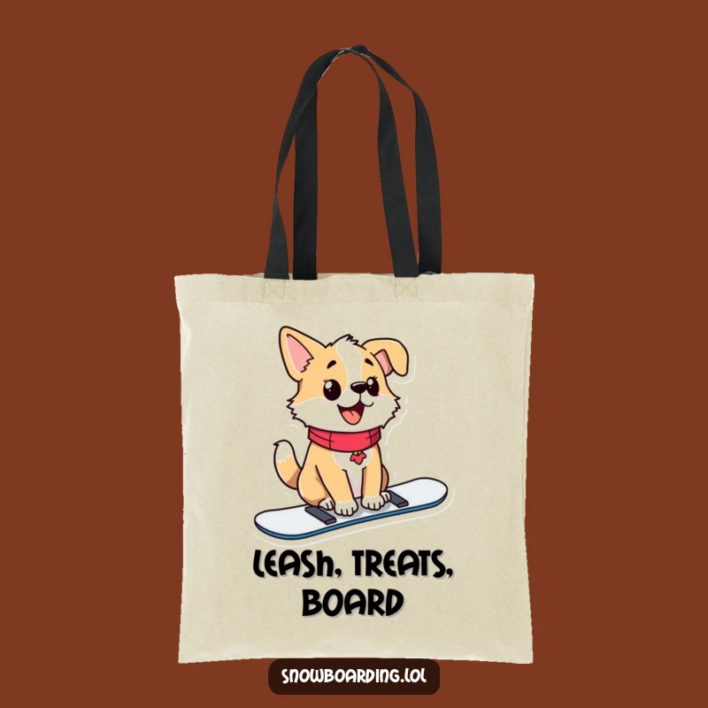 Funny Dog Tote Bag, Proud Snowboarder Carryall for Outdoor Adventures