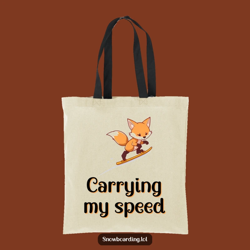 Funny Fox Skiing Tote Bag: Carry Your Gear with Hilarious Determination
