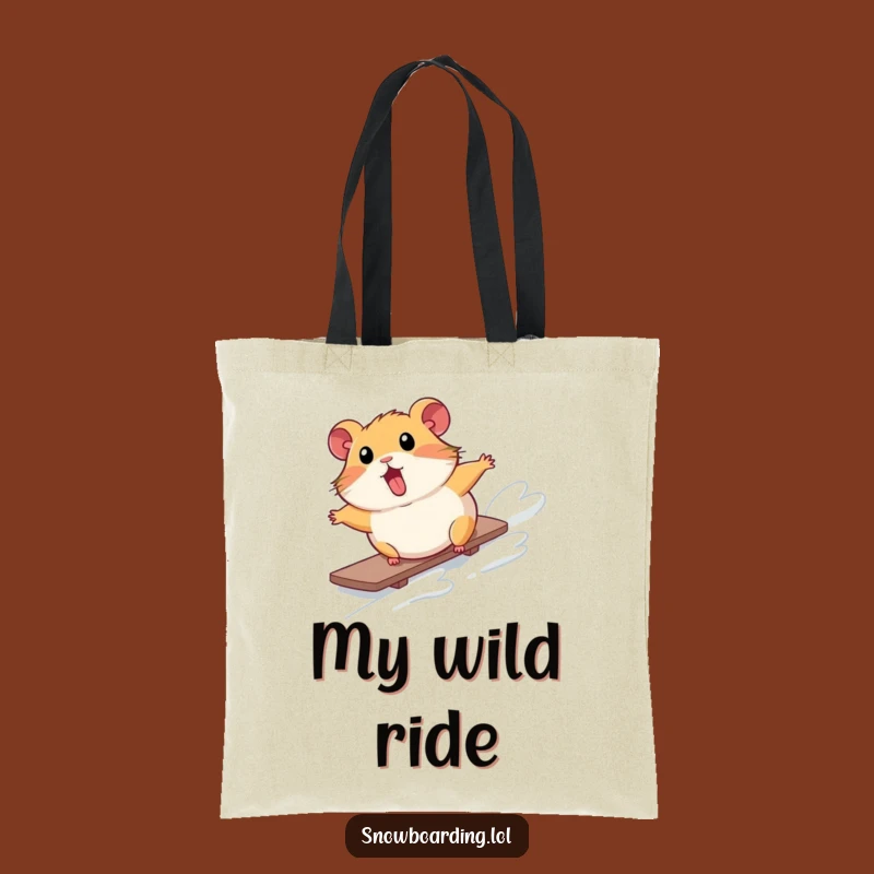 Funny Hamster Snowboard Tote Bag: Carry Your Gear with Comical Style