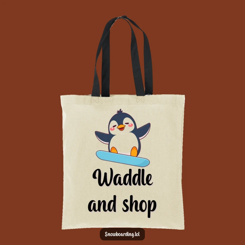Funny Penguin Snowboarder Tote Bag: Carry Your Comedy with Style