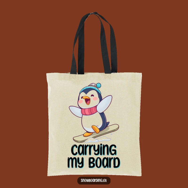 Funny Penguin Snowboarder Tote Bag: Carry Your Laughs with Style!