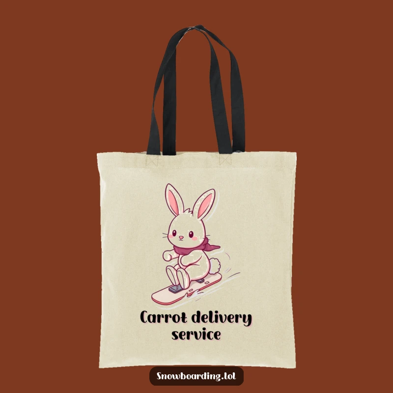 Funny Playful Bunny Snowboard Tote Bag: Carry Your Charm with this Hilarious Gift!