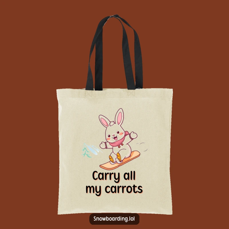 Funny Rabbit Snowboarder Tote Bag: Carry Your Fun with a Smile