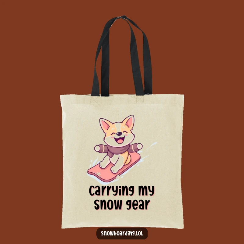 Funny Snowboarding Dog Tote Bag: Carry Your Winter Fun