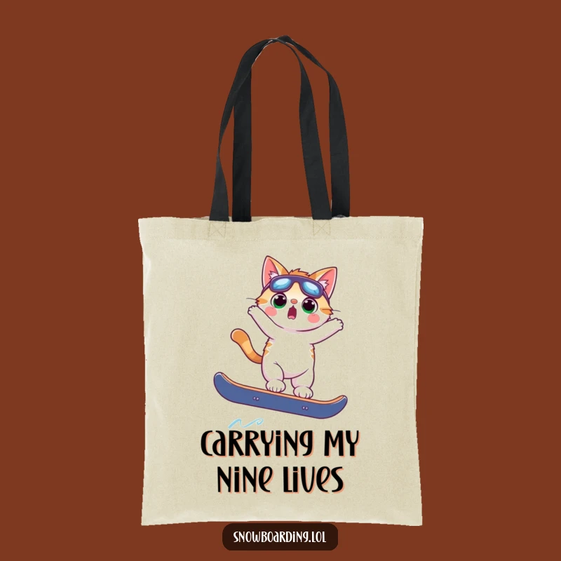 Funny Surprised Cat Snowboard Tote Bag: Carry Your Laughs in Style All Day