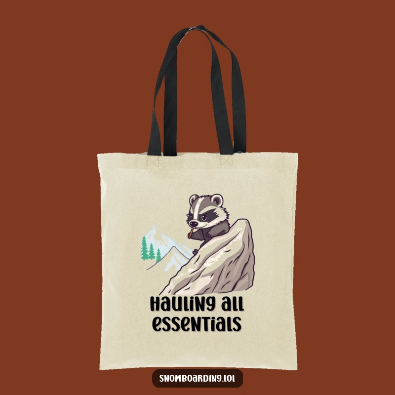 Funny Brave Badger Snowboard Tote Bag: Carry Your Style with this Hilarious Gift!