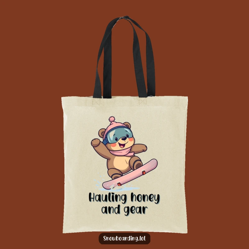Funny Bear Snowboarder Tote Bag: Carry Your Gear with a Grin