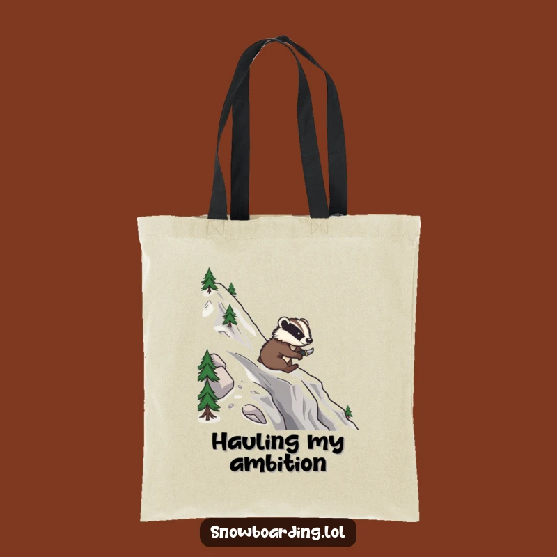 Funny Brave Badger Snowboard Tote Bag: Carry Your Adventures in Style
