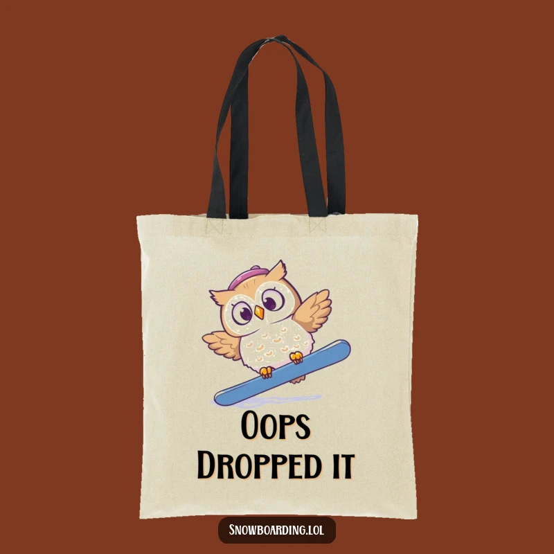 Funny Startled Owl Snowboard Tote Bag: Carry Your Laughs and Gear